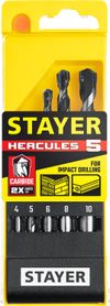 Фото STAYER Hercules, 5 шт: d 4-5-6-8-10 мм, набор сверл по бетону, Professional (2915-H5) Stayer 2915H5Z01 Stayer