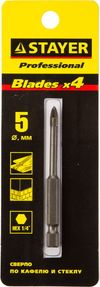 Фото STAYER 5 мм, 4х кромка, HEX 1/4, Сверло по стеклу и кафелю (2985-05) Stayer 298505Z01 Stayer