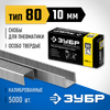 Фото ЗУБР  тип 21GA (80/Pr A/Senco AT) 10 мм, 5000 шт, скобы для степлера, Профессионал (31880-10) Зубр 3188010 Зубр