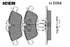 Фото Колодки тормозные дисковые ICER141104 (21576) MB Sprinter 208-412 F Icer 141104 Icer