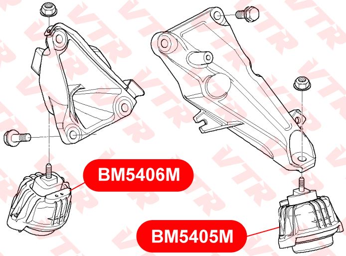 Подушка двигателя задняя, справа, гидравлическая bm5406m Vtr