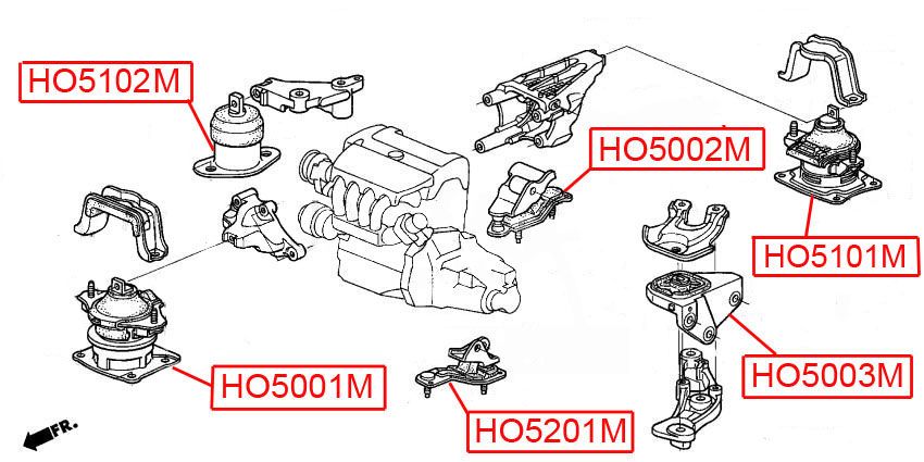 Подушка двигателя, центральная ho5003m Vtr