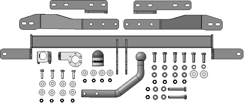 Фаркоп с оцинкованным шаром citroen berlingo l1,l2 2008-2018, peugeot partner l1,l2 2008-2018 91601a Motodor