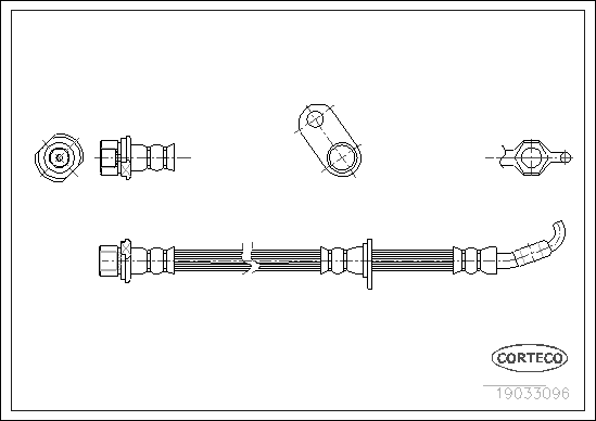 Шланг тормозной передний левый для Toyota Avensis Verso (M20) 2001-2009 19033096 Corteco