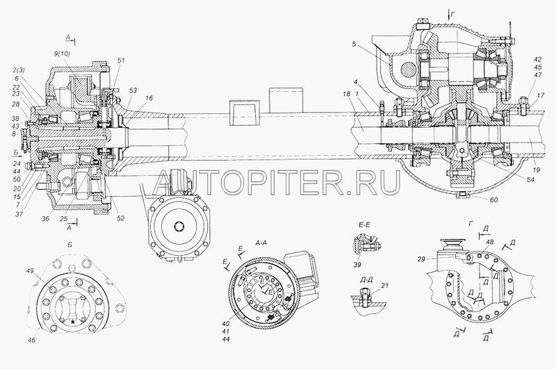 431142401081 (КАМАЗ) ЦАПФА ЛЕВАЯ В СБОРЕ Ф70Х90, L235, С ФЛАНЦЕМ 14ОТВФ122ОТВМ12Х1,25 431142401081 Камаз