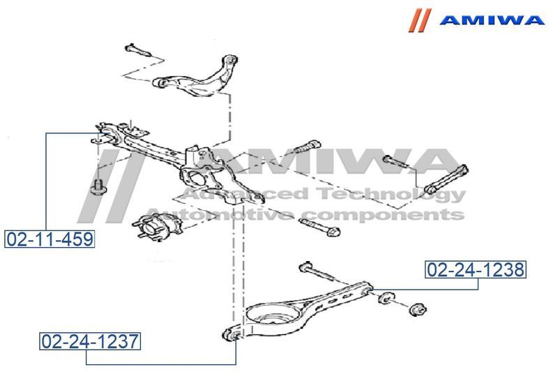 Сайлентблок рычага FORD Mondeo,Galaxy,S-Max,S60,S80,v60,v70 заднего поперечного нижнего под пружину 02241237 Amiwa