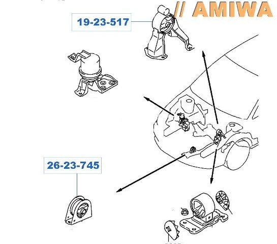 ПОДУШКА ДВС ПЕР MITSUBISHI LANCER 00-09 MT 2623745 Amiwa