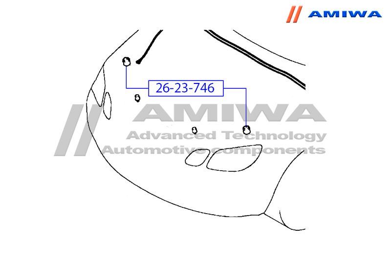 Отбойник капота для Mitsubishi L200 (KK/KL) 2015> 2623746 Amiwa