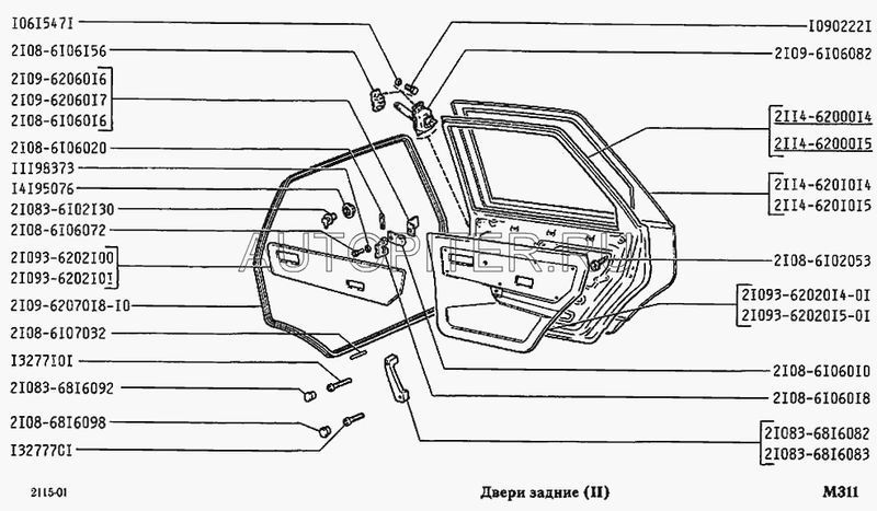 Панель двери задняя для ВАЗ-2115, ВАЗ-2114, ВАЗ-2113 левая АвтоВАЗ (накладка) 21146201015 Автоваз