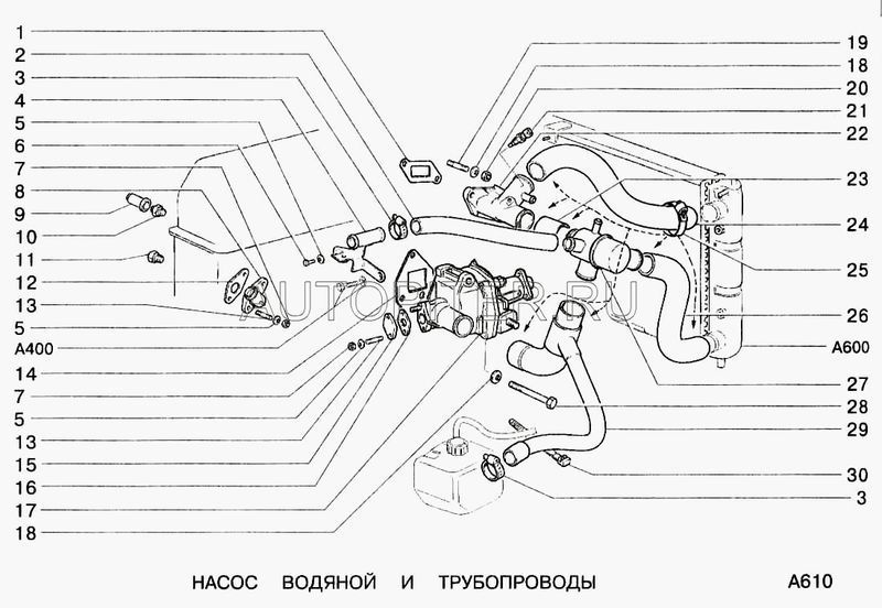 шланг термостата и помпы ваз 2123 21231303074 Автоваз