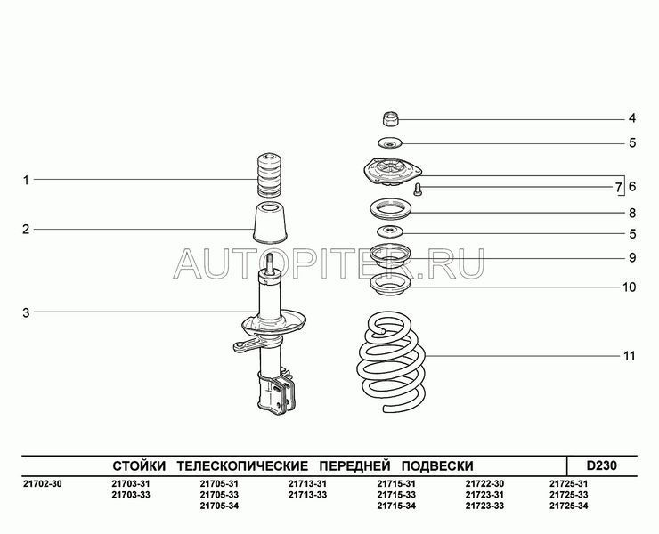 Стойка передней подвески левая 21700290500300 Автоваз