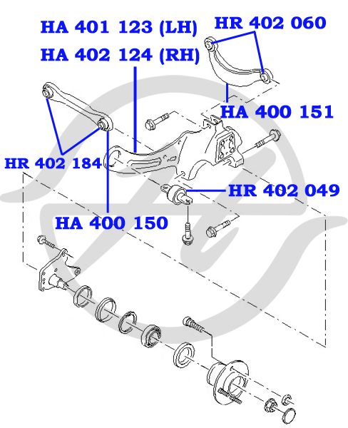 Рычаг задний продольный правый для Ford Focus I 1998-2005 ha402124 Hanse