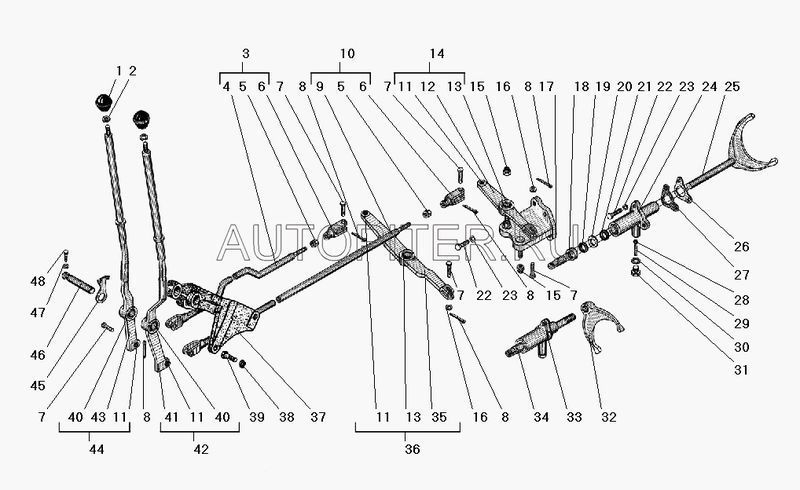 Вилка УРАЛ переключения передач РК со штоком в сборе АО АЗ УРАЛ 43201803009 УралАЗ