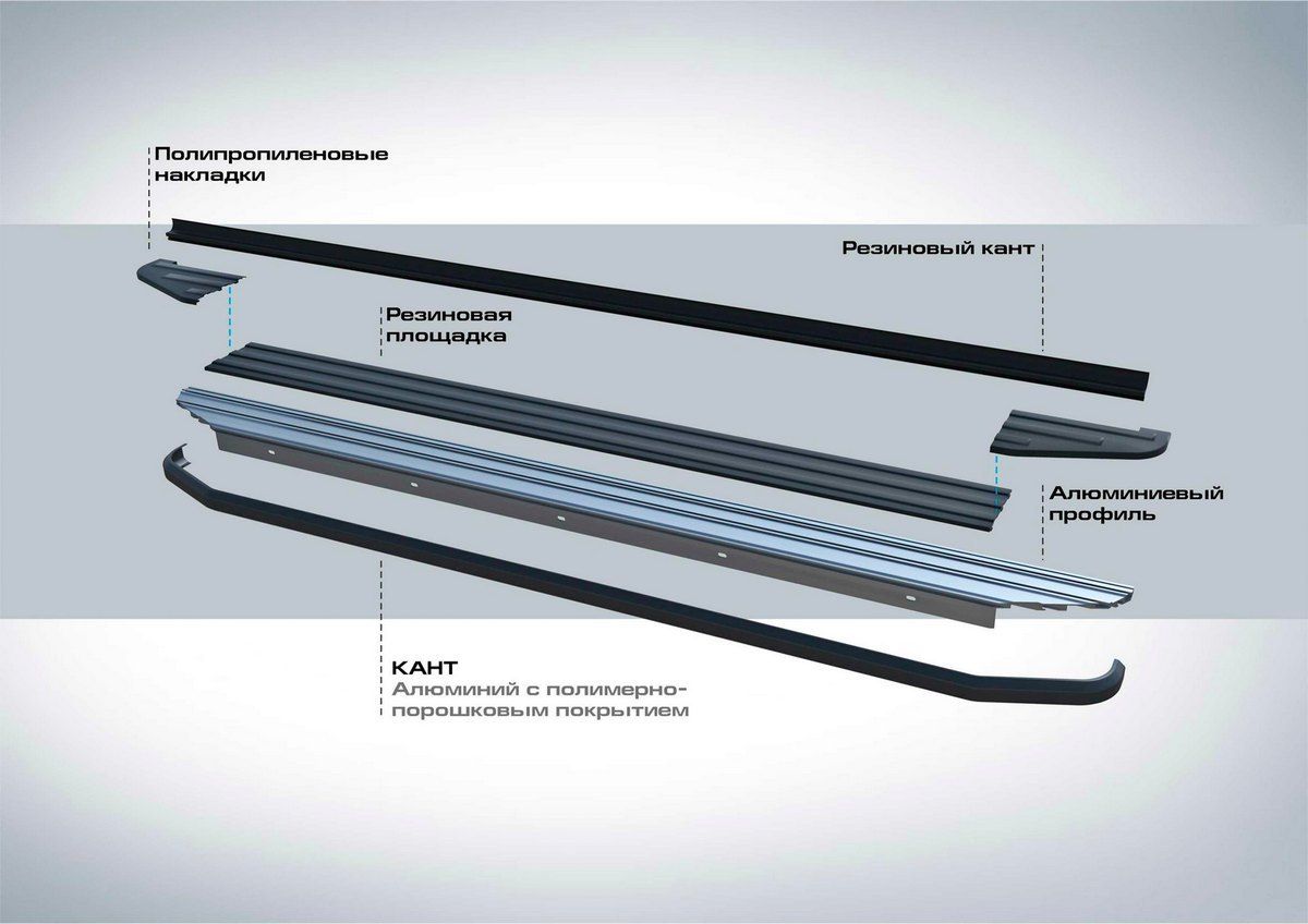 "Порог-площадка ""Premium-Black"" A193ALB + комплект крепежа, RIVAL, Audi Q7 2015-2020-" a193alb03041 Rival