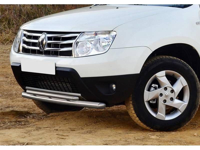 Защита переднего бампера d57+d42 + комплект крепежа, RIVAL, Renault Duster 2011-2015 r4701002 Rival