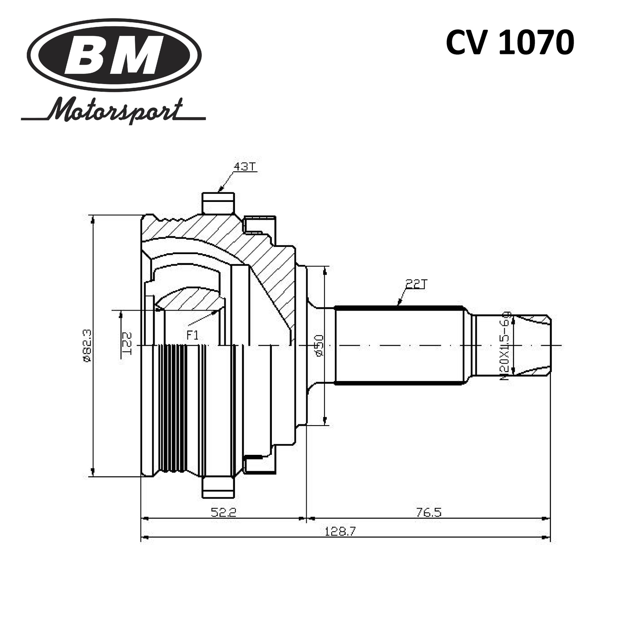 ШРУС передний внешний левый, правый, ABS ВАЗ 1118, 2170, 2190, 2192, 2194 CV1070 BM