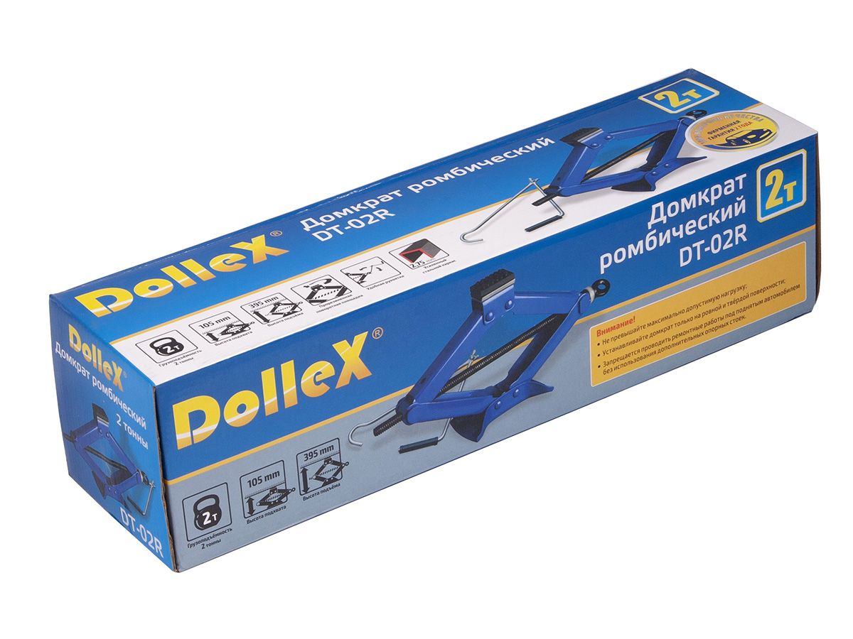 Домкрат ромбический 2т подъем 105-395мм dt02r Dollex