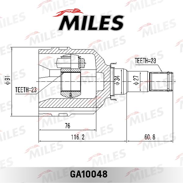 Шрус внутренний Toyota ZZE12# ZRE15# AZT220/25 ZZT220/250 -09/01 ga10048 Miles