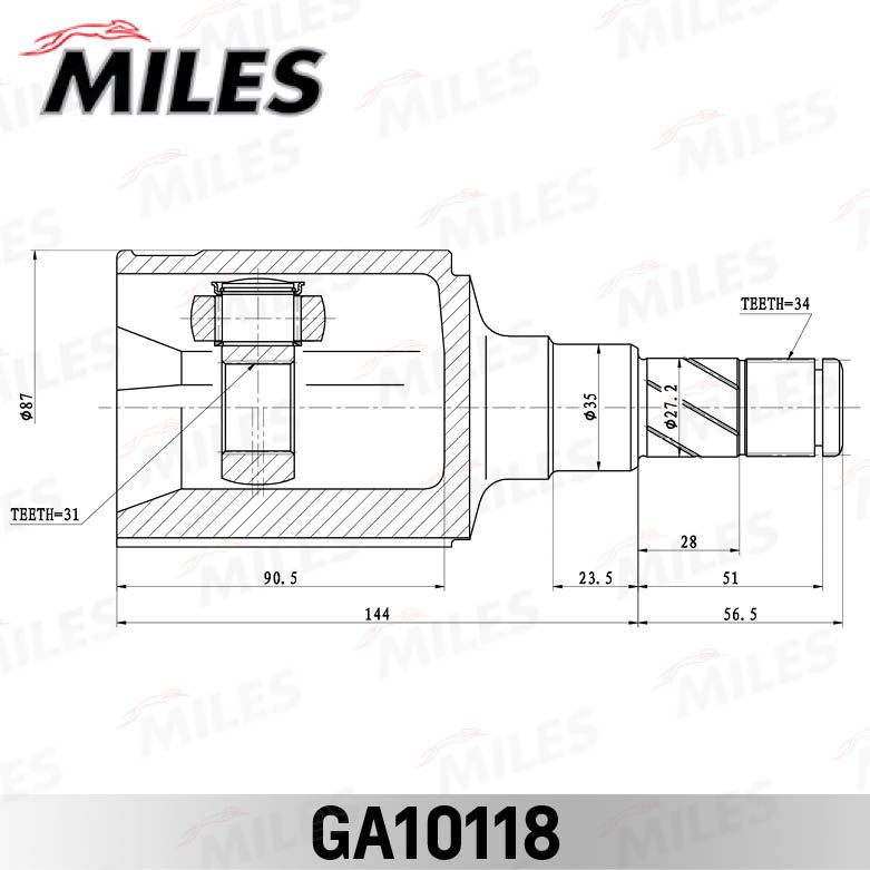 ШРУС внутренний левый 31x35x34 GA10118 Miles