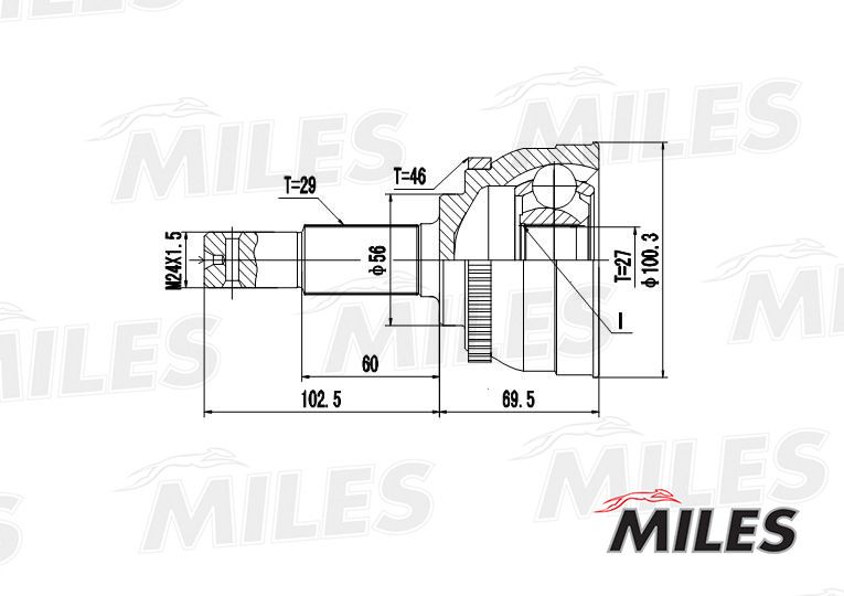 ШРУС наружный с ABS NISSAN MAXIMA III-IV A32/A33 2.0-3.0 1995-2007 GA20300 Miles