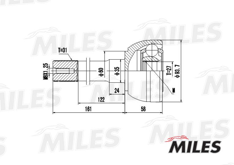 ШРУС наружный NISSAN PATROL GR 2.8D-4.2 88-97 (GKN 303604) GA20310 GA20310 Miles