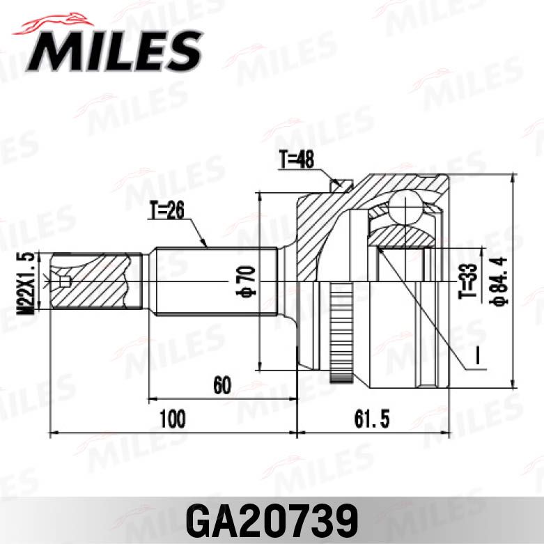 ШРУС наружный, комплект ga20739 Miles