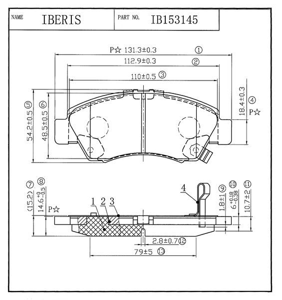 Колодки тормозные передние, комплект ib153145 Iberis