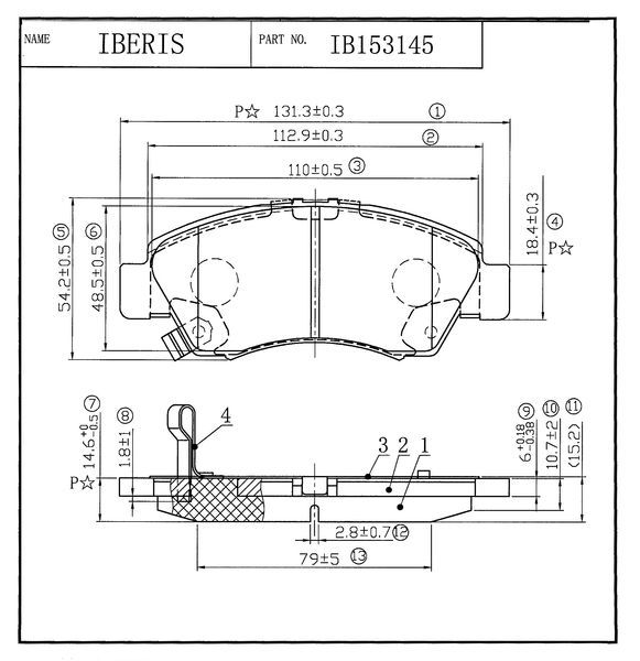 Колодки тормозные передние, комплект ib153145 Iberis