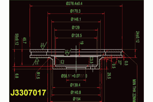 Тормозной диск J3307017 Nipparts