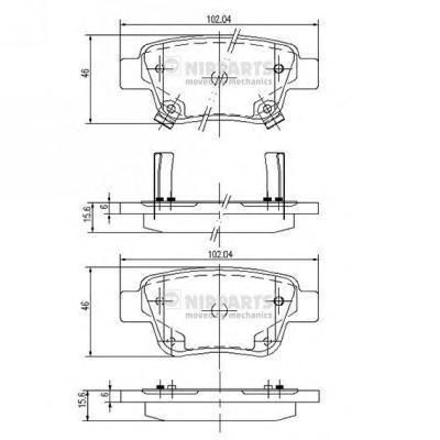 Колодки тормозные задние дисковые к-кт для Toyota Alphard 2008-2014 J3612030 Nipparts