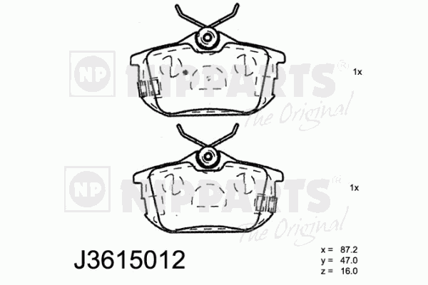 Колодки тормозные задние дисковые к-кт для Smart Forfour (W454) 2004-2006 J3615012 Nipparts