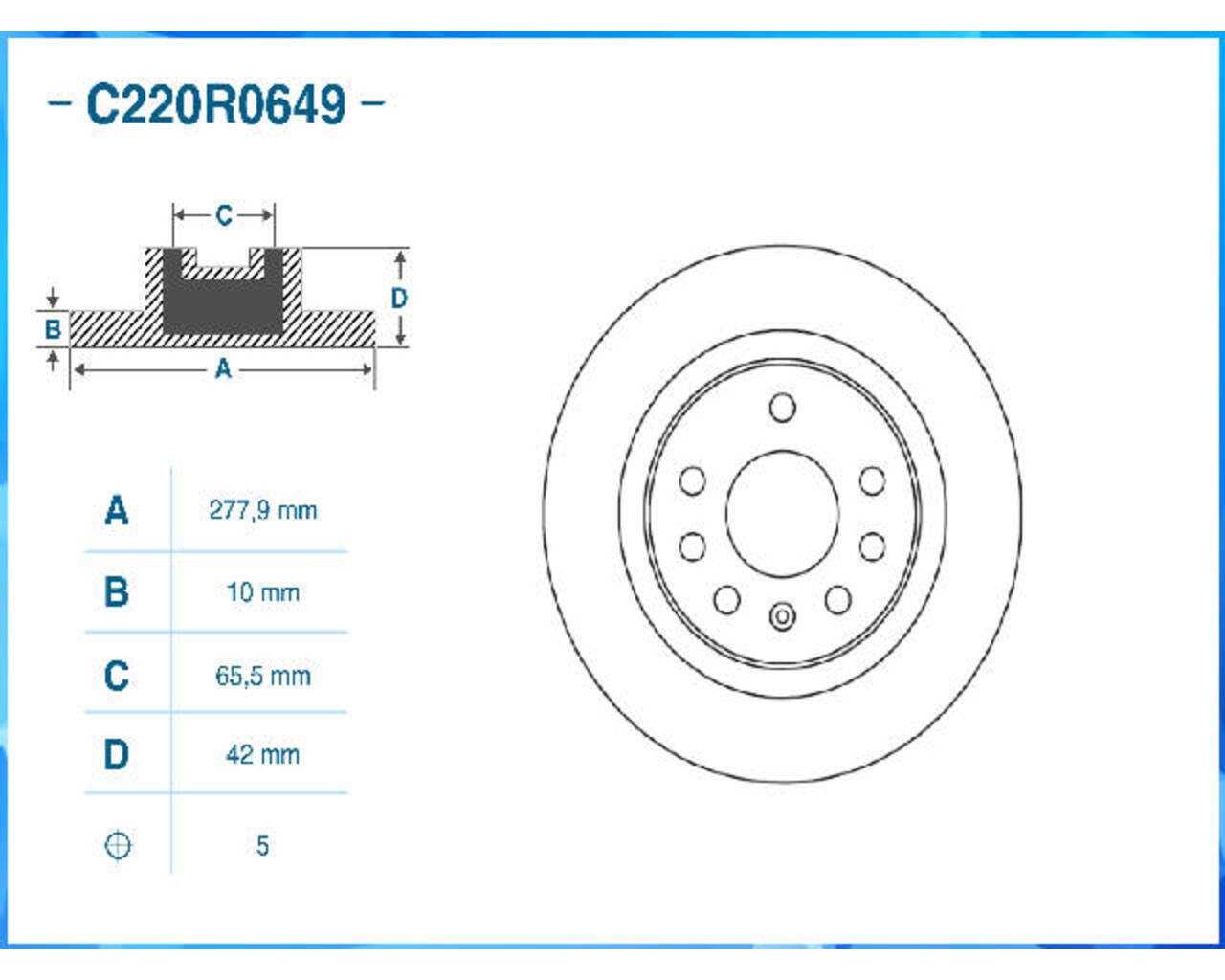 Тормозной диск задний CWORKS C220R0649 c220r0649 Cworks