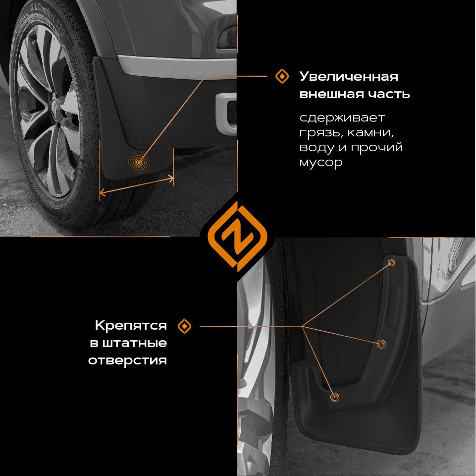 Брызговики (полиуретановые) для Volkswagen Polo (0 6535020150 Rezkon