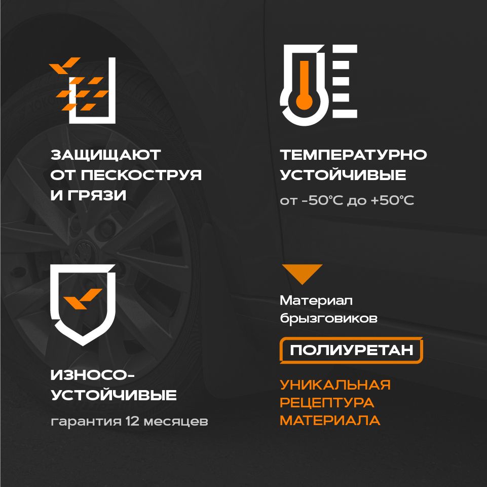 Брызговики (полиуретановые) для Volkswagen Polo (0 6535020150 Rezkon