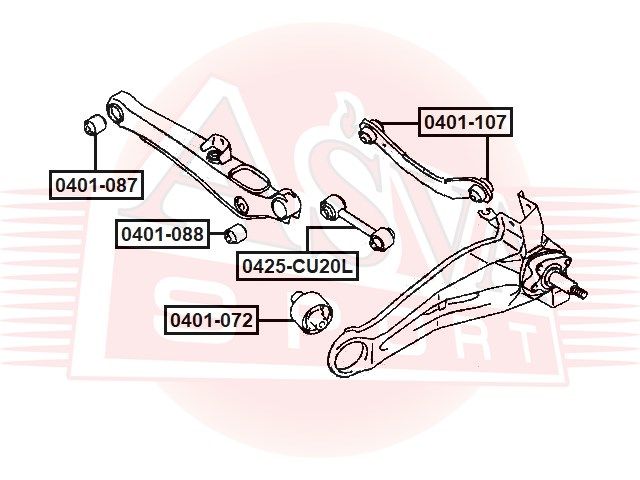 Сайлентблок заднего попер. рычага для Mitsubishi Lancer (CS/Classic) 2003-2008 0401107 Asva