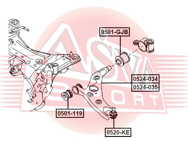 Рычаг подвески передний левый MAZDA MAZDA 6 0524034 Asva