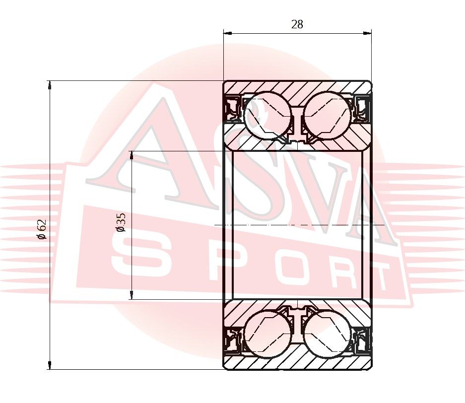 Подшипник компрессора кондиционера dac35620028 Asva