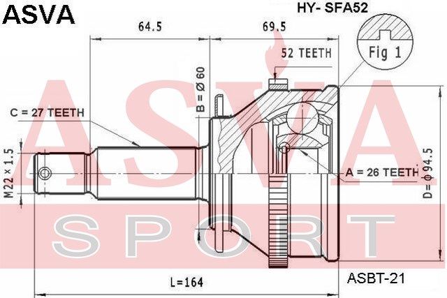 ШРУС наружный 26x60x27 HYSFA52 Asva