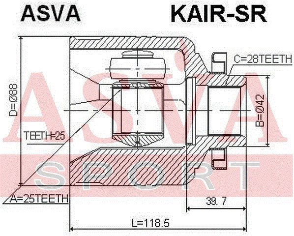 ШРУС внутренний правый 25x42x28 KAIRSR Asva