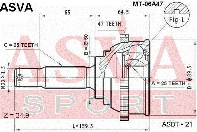 Шарнирный комплект MT06A47 Asva