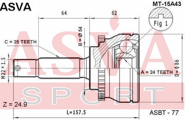 Шарнирный комплект MT15A43 Asva