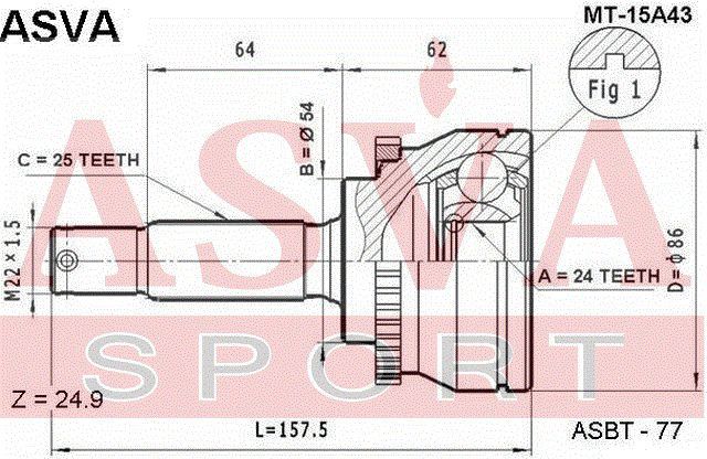 Шарнирный комплект MT15A43 Asva