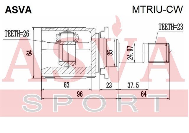 Полуось задняя левая для Mitsubishi Outlander XL (CW) 2006-2012 mtriucw Asva