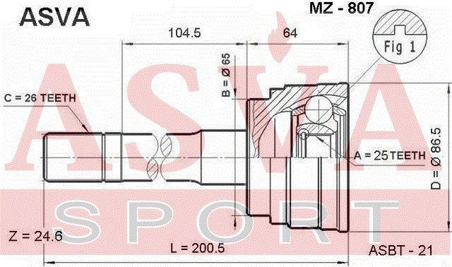 Шарнирный комплект MZ807 Asva