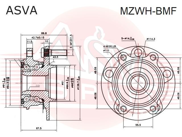 Ступица с подшипником передняя ASVA mzwhbmf Asva