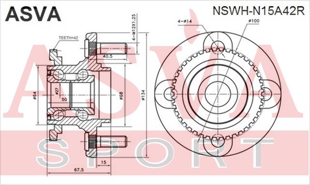 Ступица колеса NSWHN15A42R Asva