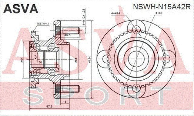 Ступица колеса NSWHN15A42R Asva