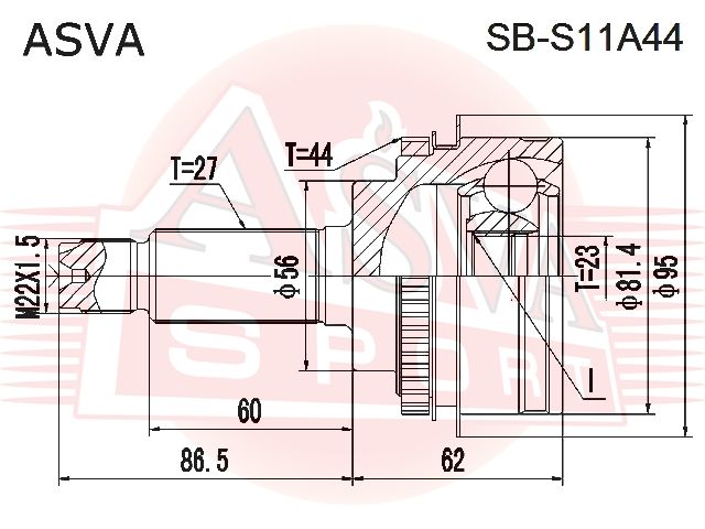 Шарнирный комплект SBS11A44 Asva