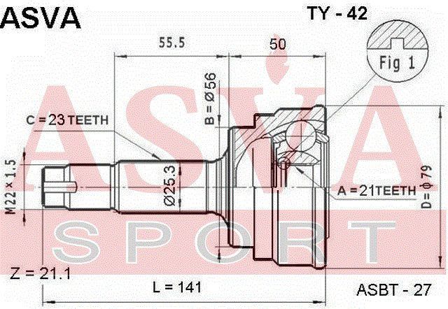 Шарнирный комплект TY42 Asva