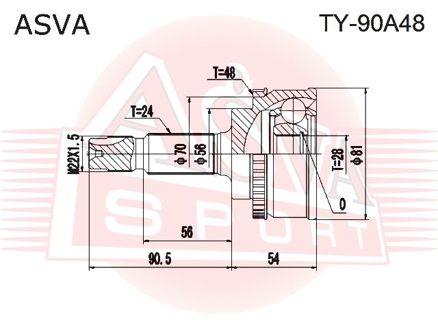 Шарнирный комплект TY90A48 Asva